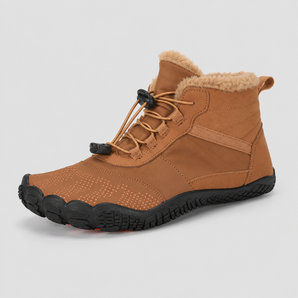 BareYeti barefoot winter boot in tan, hero view