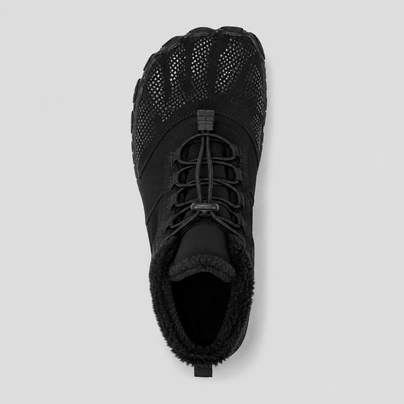 Overhead view of the BareYeti showing its wide barefoot toe box