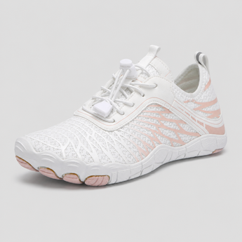 Cascade barefoot water shoe in white, hero view