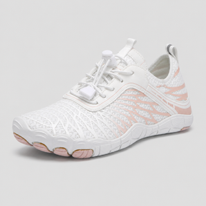 Cascade barefoot water shoe in white, hero view