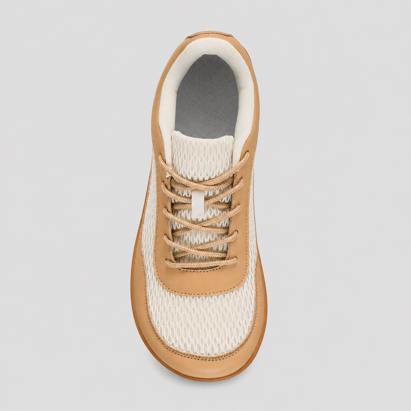 Pebble barefoot casual gum sole sneaker photographed in the studio