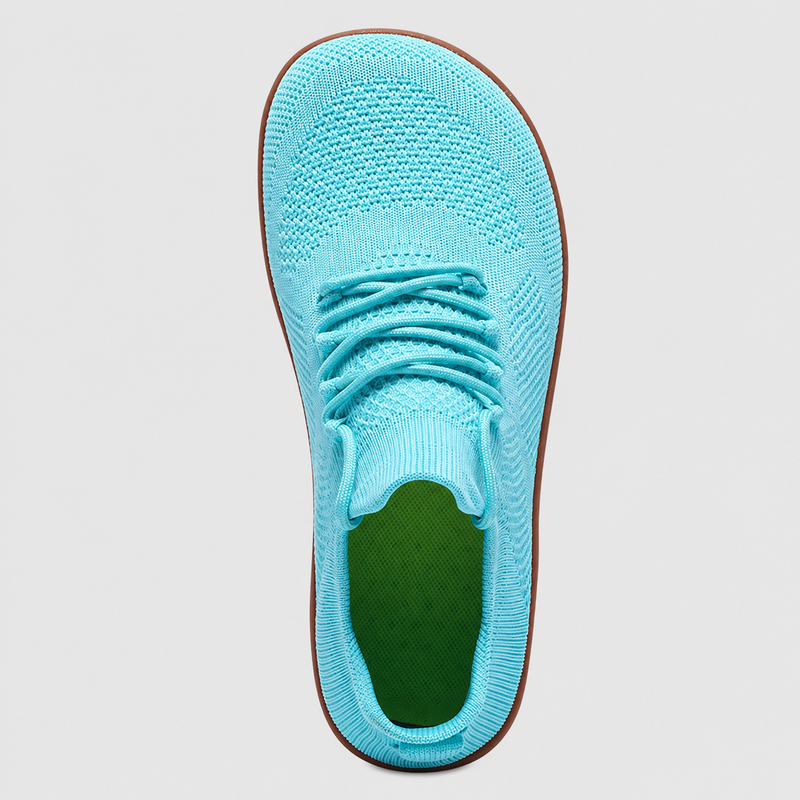 Overhead view of Stride showing its wide foot shaped toe box