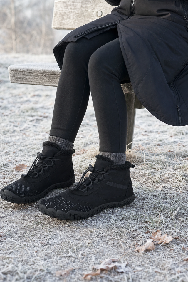 Sitting outside in the BareYeti after a winter hike